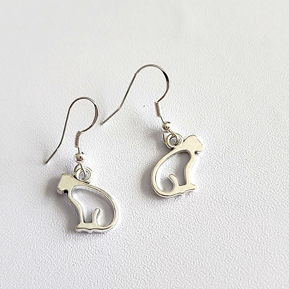 925S Silver post  Cat earrings ER